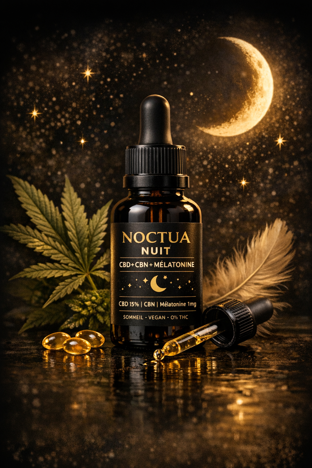 Huile CBD Sommeil 15% CBN + Mélatonine — NOCTUA Nuit